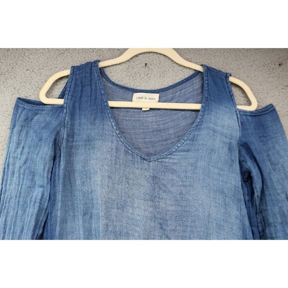 Cloth and Stone Cold Shoulder Long Sleeve Gauzy Dress-Size Small - Picture 2 of 8